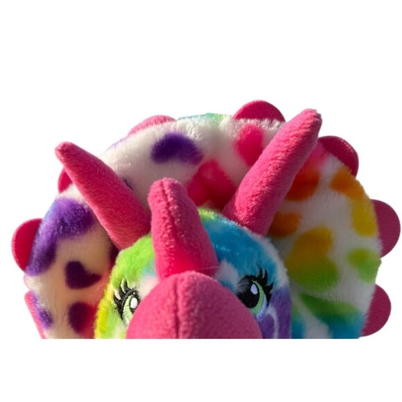 Rainbow Hearts Triceratops Dinosaur Plush Stuffed Security Support Pet Toy - Picture 9 of 16